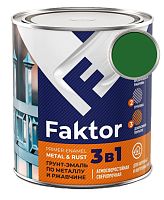 Грунт-эмаль FAKTOR на ржавчину 3 в 1 зеленая, банка 6 кг